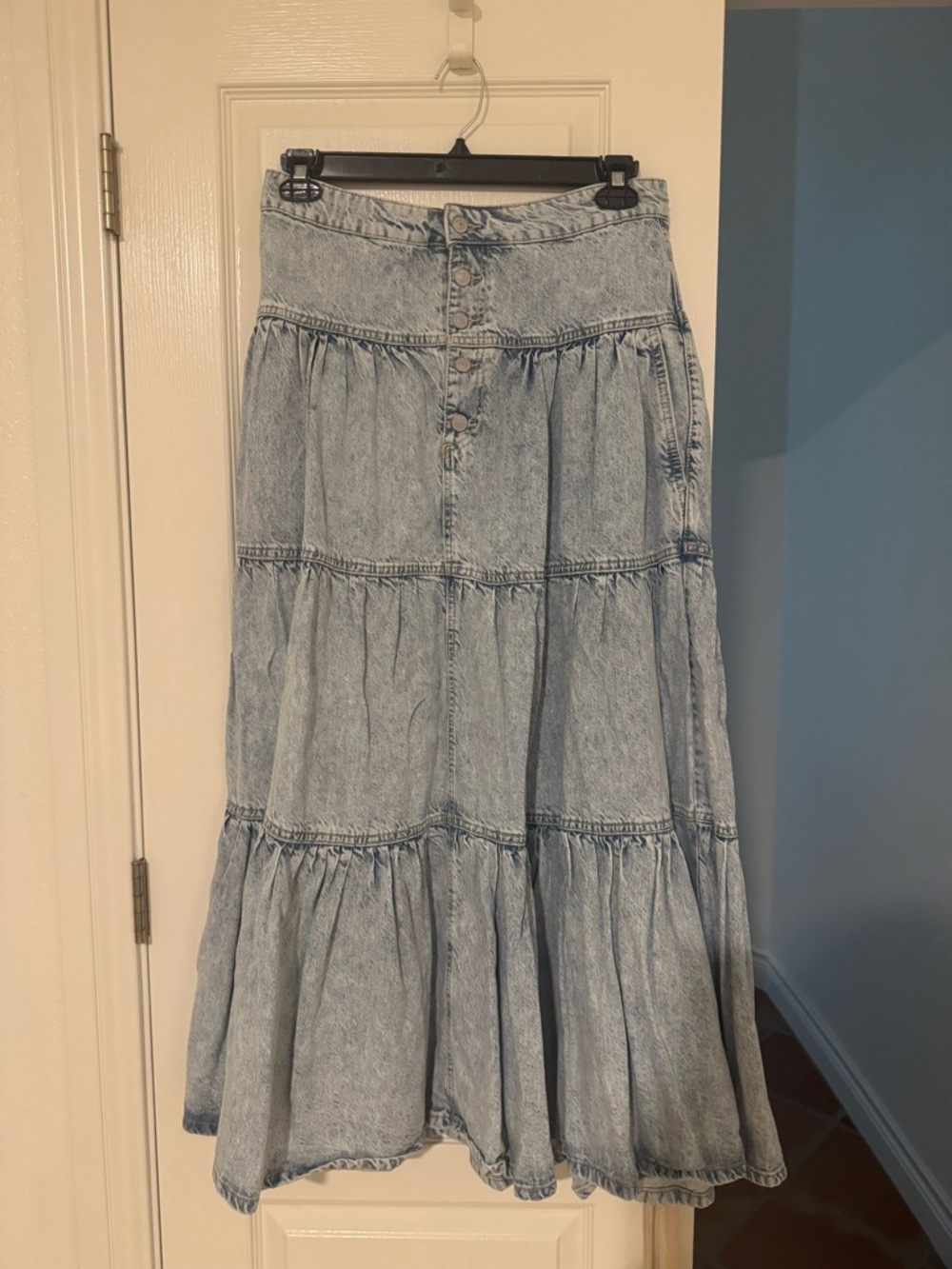 Free People Dreamweaver Denim Maxi Skirt Size Small